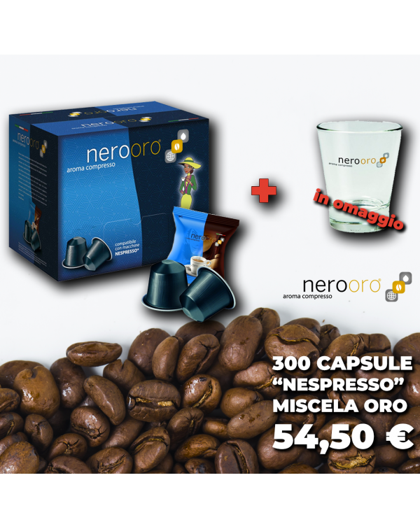 300 Capsule Caffè Nerooro Miscela ORO Compatibili Nespresso ®* + OMAGGIO